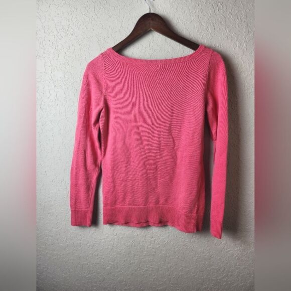Lilly Pulitzer Beach Logo Knit Cotton Long Sleeve Sweater Pink Size M - Picture 3 of 7